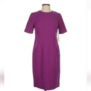 Karen Roberts Womens' Sheath Dress Italian Wool Crepe Silk Lining Amythest Sz 2